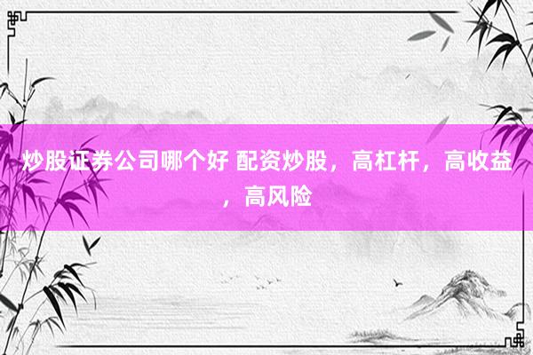 炒股证券公司哪个好 配资炒股，高杠杆，高收益，高风险