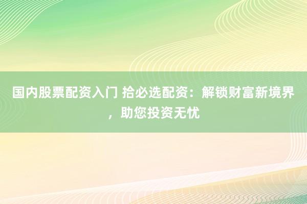 国内股票配资入门 拾必选配资：解锁财富新境界，助您投资无忧