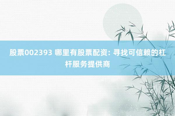 股票002393 哪里有股票配资: 寻找可信赖的杠杆服务提供商
