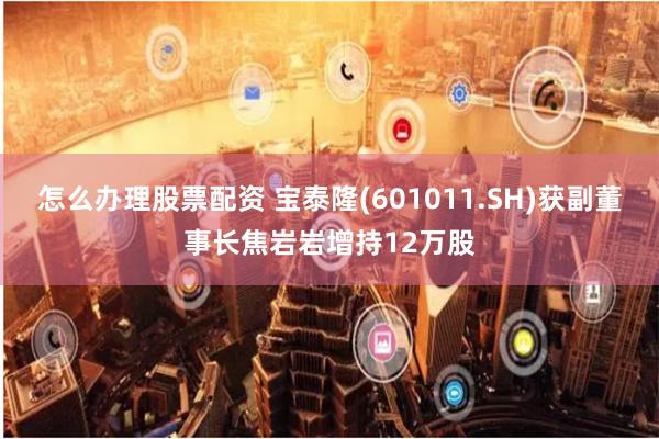 怎么办理股票配资 宝泰隆(601011.SH)获副董事长焦岩岩增持12万股