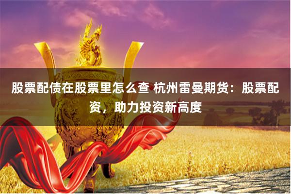 股票配债在股票里怎么查 杭州雷曼期货：股票配资，助力投资新高度